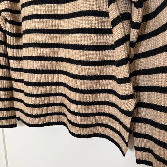 Rails Claudia Camel Ebony Stripe Sweater Womens Sz S Oversized Knit Mock Neck - Picture 3 of 13